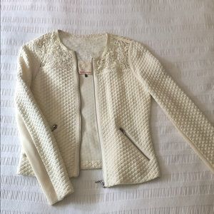 Cream quilted Rebecca Taylor blazer, size 4